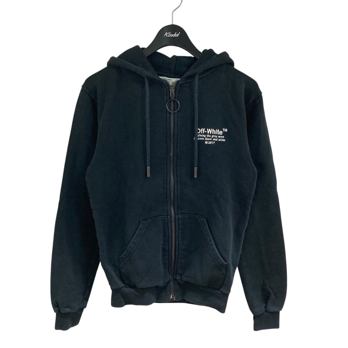 【中古】 OFFWHITE ジップアップパーカー ブラック サイズ：XXS 【価格見直し】