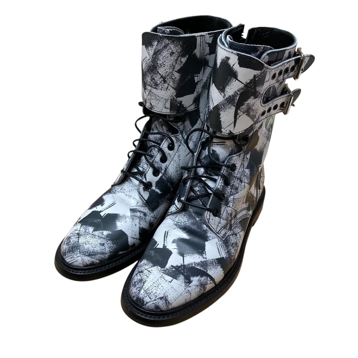 【中古】 CELINE コンバットブーツ ブラック×ホワイト サイズ：40 【価格見直し】