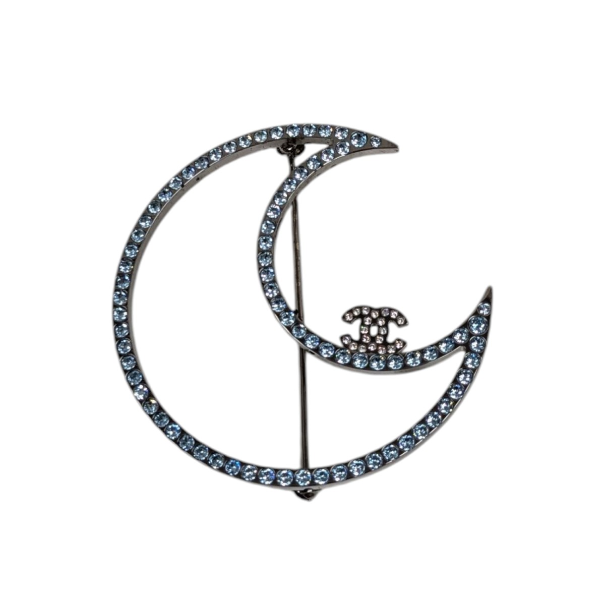 【中古】 CHANEL　 三日月ブローチ シルバー×ブルー 【091125】（シャネル）