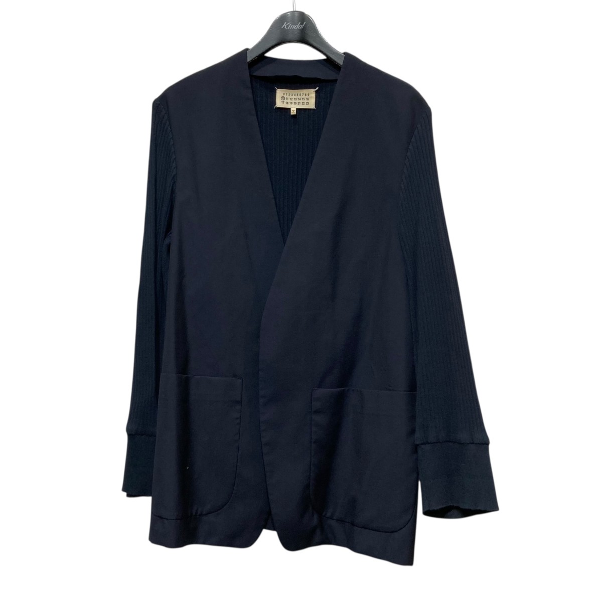 【中古】Maison Margiela リブニット切替ノーカーラージャケット S30BN0472 ネイビー サイズ：50 【091125】（メゾンマルジェラ）