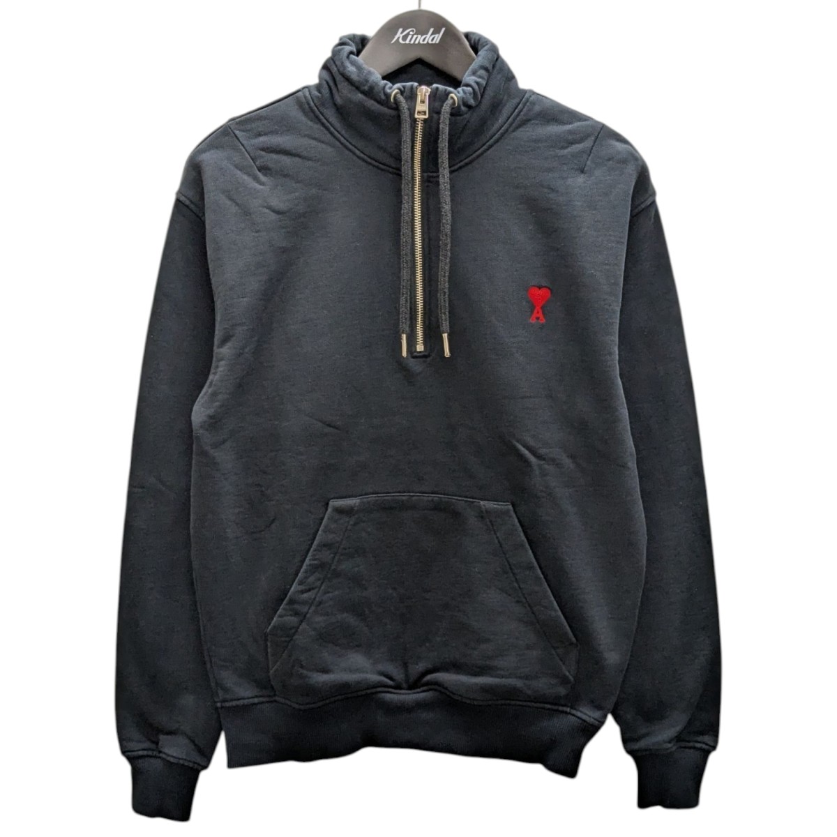 【中古】 AMI Alexandre Mattiussi 胸ハートハーフジップスウェット ブラック サイズ：S 【価格見直し】
