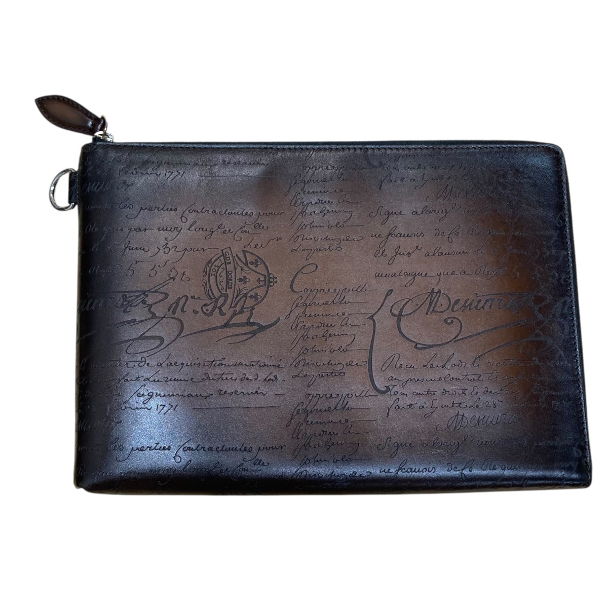 【中古】 Berluti カリグラフィ レザークラッチバッグ ブラウン 【価格見直し】