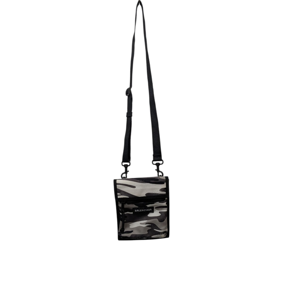【中古】 BALENCIAGA エクスプローラーショルダーポーチ グレーカモ 【価格見直し】