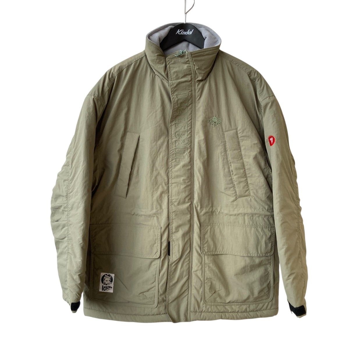 【中古】 Ice Cream　 LOGO NYLON COAT 中綿ブルゾン ICEJP253X002 カーキ サイズ：S 【140326】（アイスクリーム）