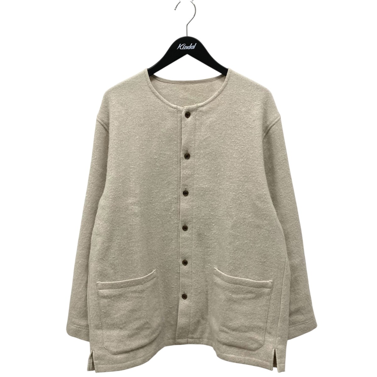 【中古】 CONFECT ヨーロッパリネンウール ノーカラー シャツジャケット 02243-0008 ベージュ サイズ：3