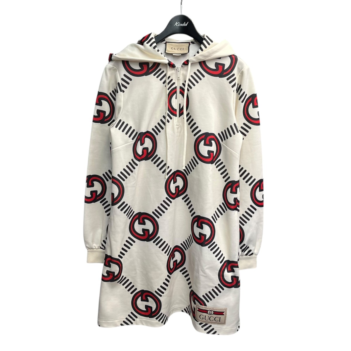 【中古】 GUCCI インターロッキングG テクニカルジャージ ハーフジップフーディー 681269 アイボリー サイズ：S 【価格見直し】