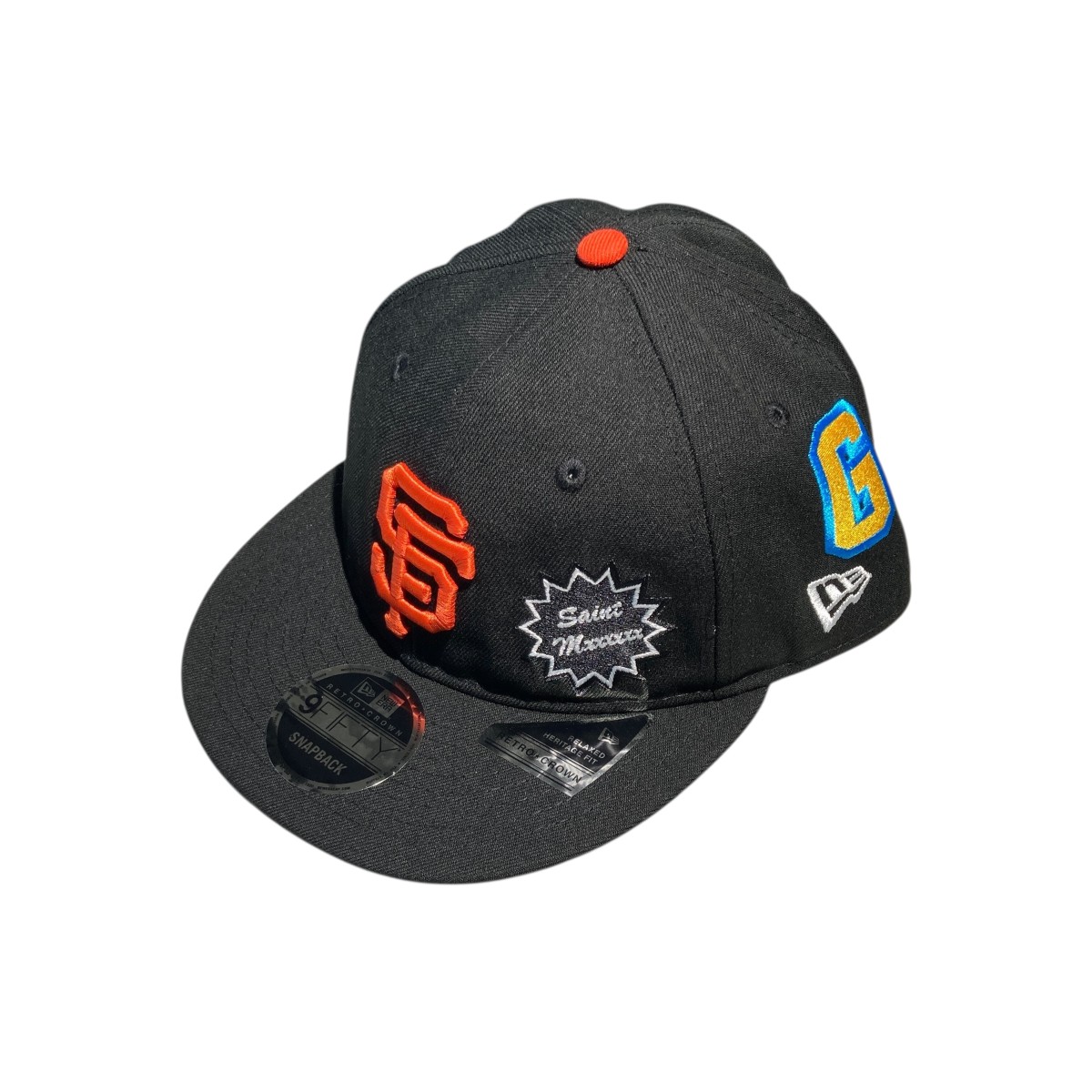 【中古】<br>SAINT MICHAEL<br>NE_CAP／GIANTS キャップ SM-HR8-0000-C49 ブラック×オレンジ<br>【価格見直し】