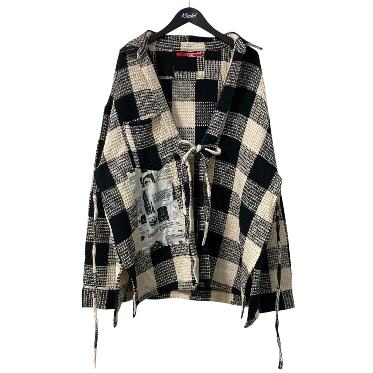 【中古】 LEH　 羽織Shirts チェック柄ワッフルシャツジャケット LEH-913 ホワイト×ブラック サイズ：L 【151125】（レー）