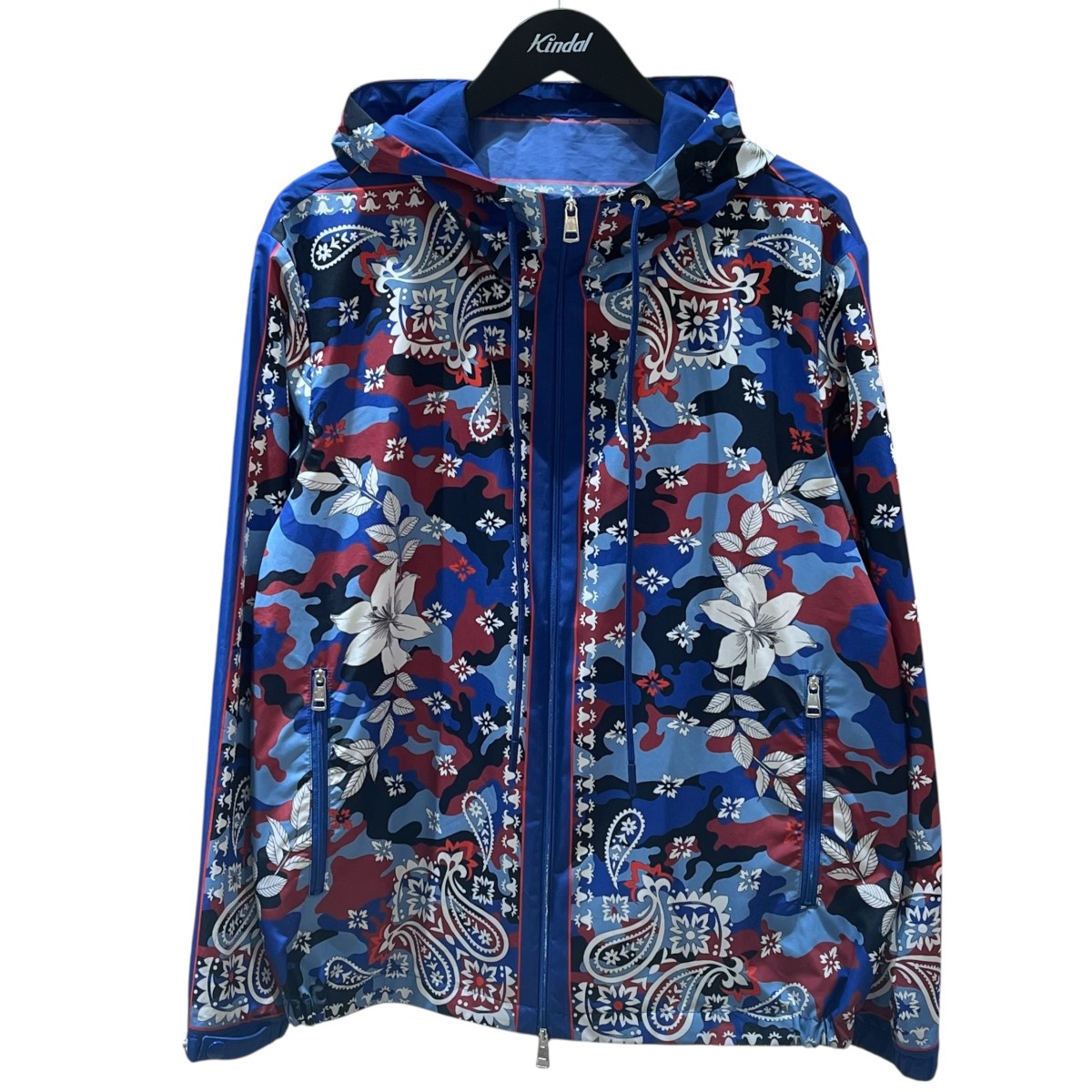 【中古】 MONCLER HOTAY 総柄 フーデッドジャケット I10911A00162 ブルー サイズ：1 【価格見直し】