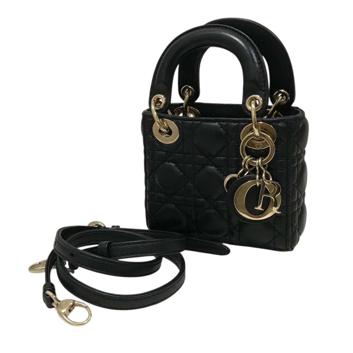 【中古】\u003cBR\u003eChristian Dior\u003cBR\u003eLady Dior マイクロ御徒面子 S0856ONGE M900 黒いこと\u003cBR\u003e【通貨価値思いなおす】