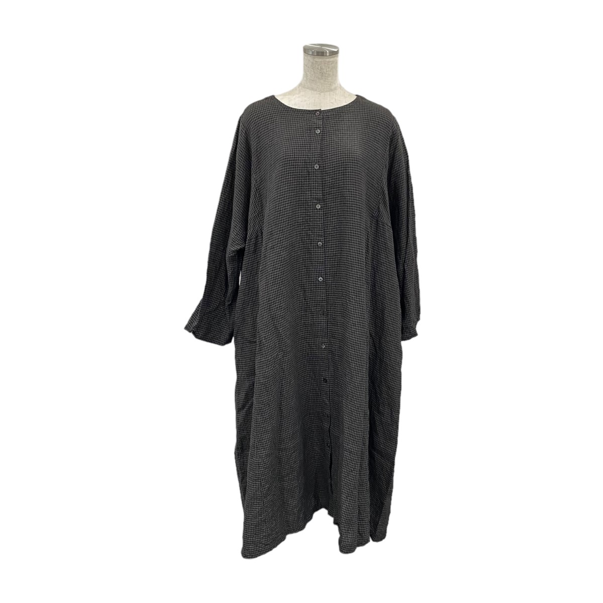 【中古】\u003cBR\u003enest Robe\u003cBR\u003e22AW リネン色つやギンガム2Way衣装 黒いこと×薄墨色 大きさ：F\u003cBR\u003e【必要経費思いかえす】
