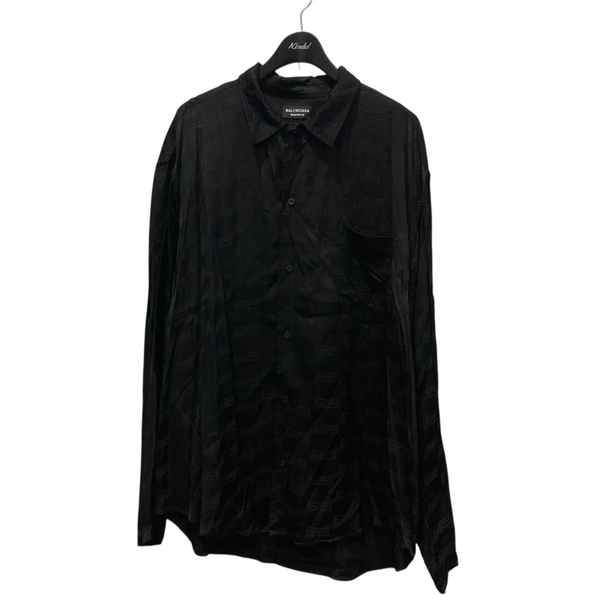 【中古】 BALENCIAGA BBロゴレーヨンシャツ 681812 ブラック サイズ：37 【価格見直し】
