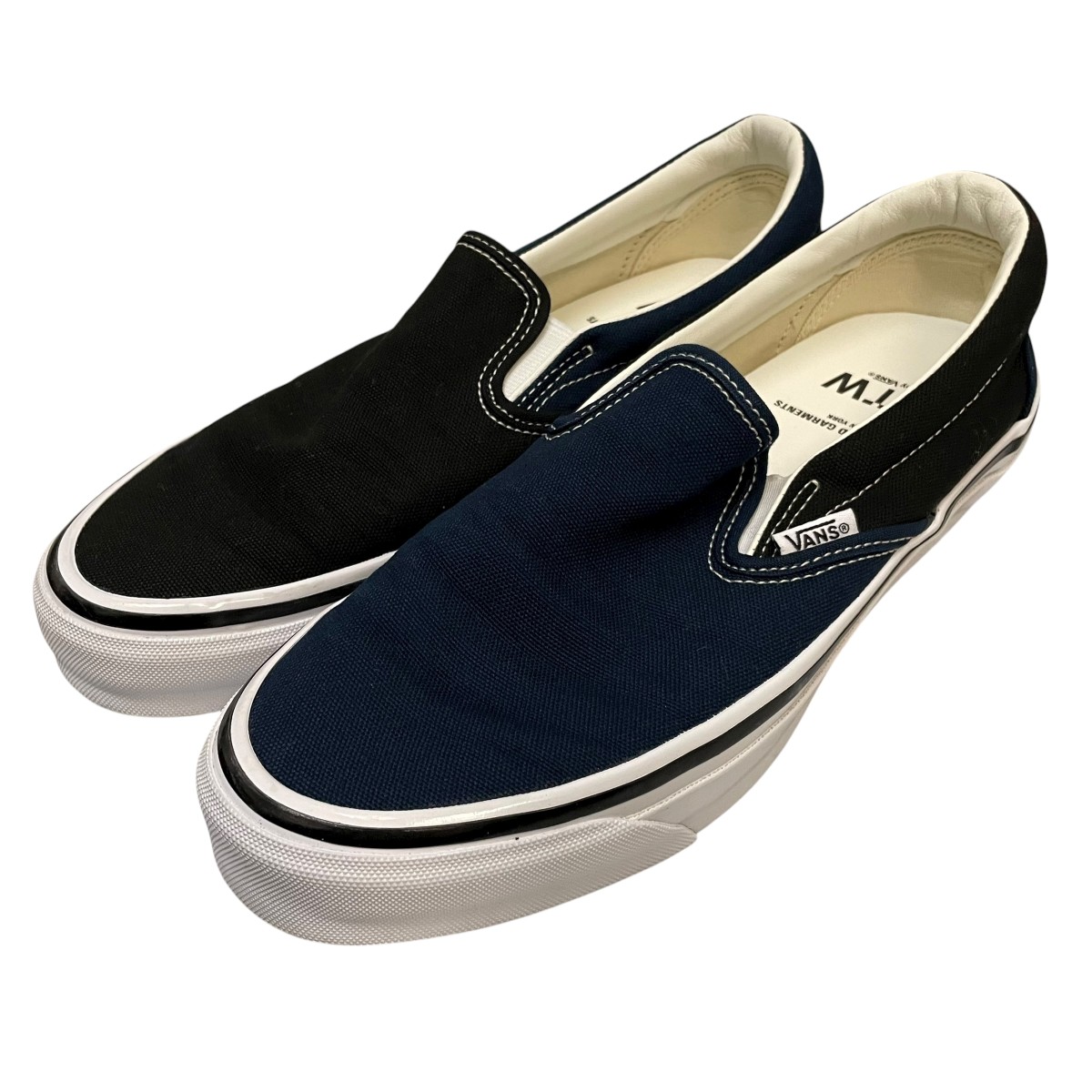 【中古】 Engineered Garments×VANS　 スリッポン 507452 ブラック×ネイビー サイズ：26.5 【221125】（エンジニアドガーメンツ×バンズ）
