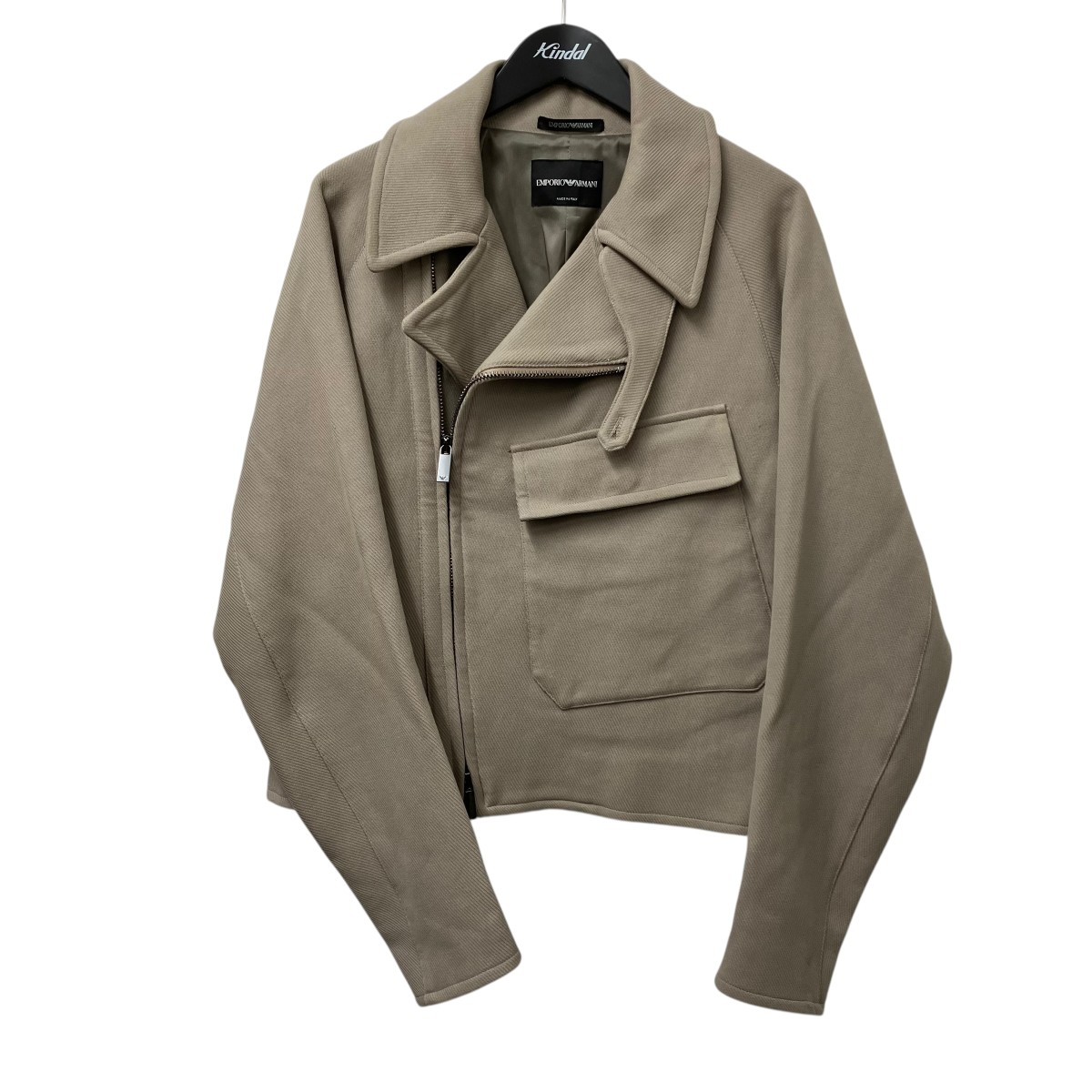 【中古】EMPORIO ARMANI　ライダースジャケット H41R25 グレージュ サイズ：48 【120626】（エンポリオアルマーニ）｜ブランド古着のカインドオル
