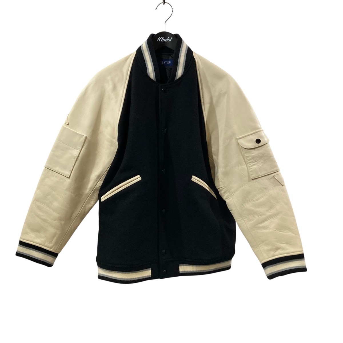 【中古】 IHATOV VARSITY JACKET ブルゾン Id-J001 アイボリー×ブラック サイズ：S 【価格見直し】