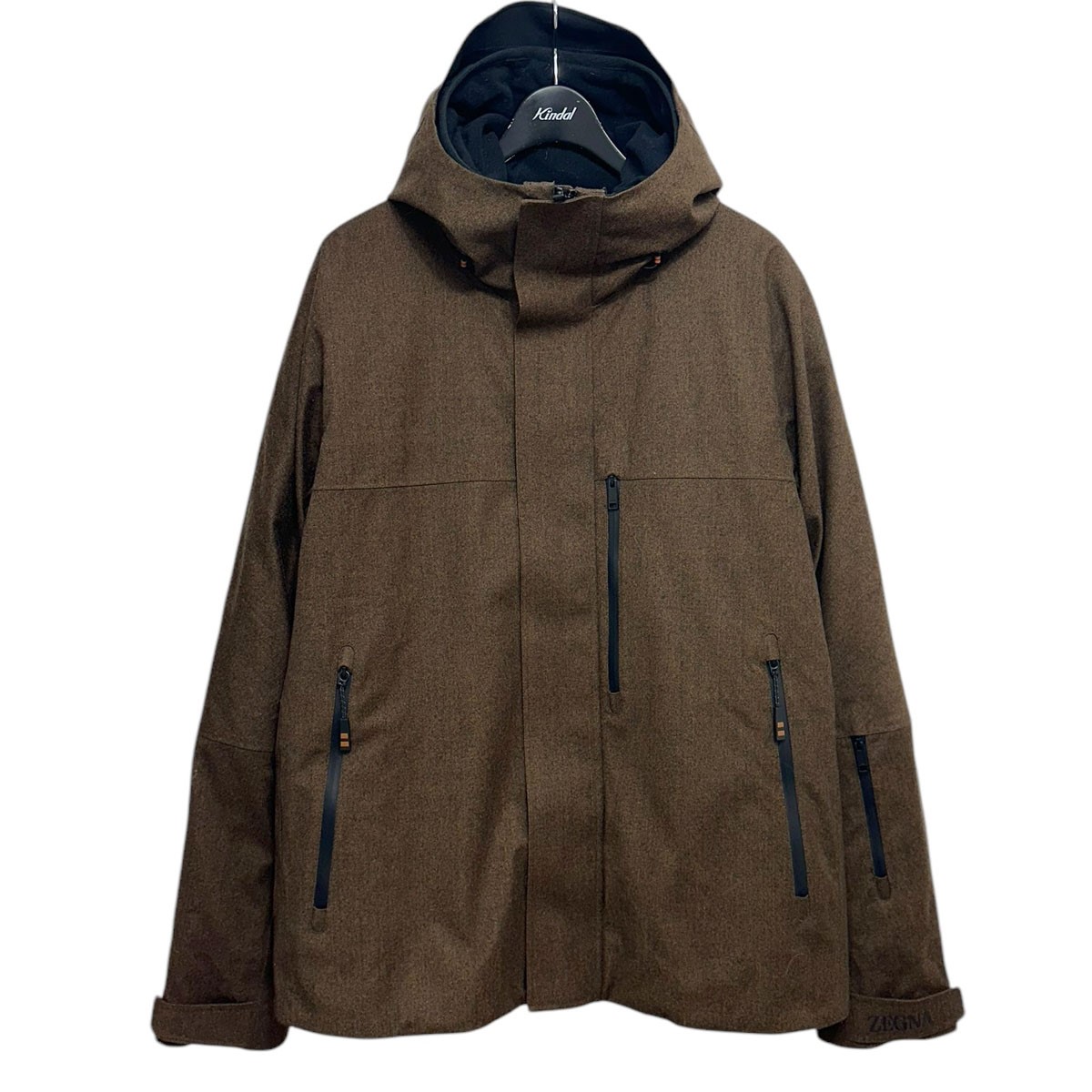 【中古】 ZEGNA　 22AW Techmerino hooded ski jacket テックメリノフーデッドスキージャケット インナーダウン付 ブラウン系 サイズ：L 【241125】（ゼニア）