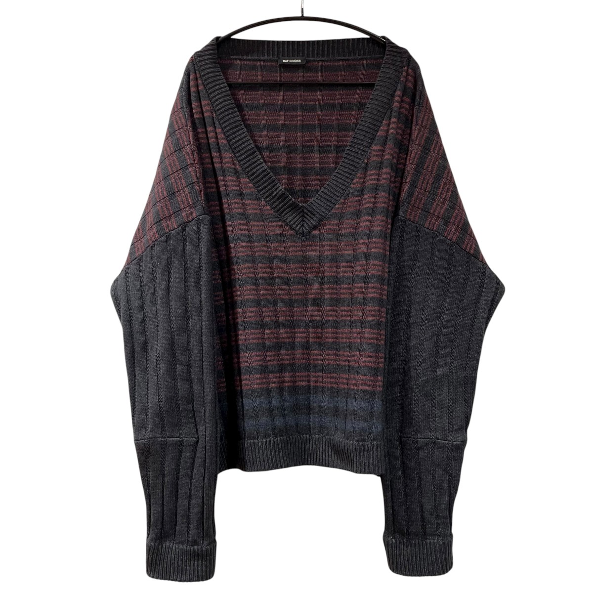 【中古】RAF SIMONS 18SS プルオーバー RAF-181-831 黒いこと×バーガンディー 大きさ：S 【270626】（ラフシモンズ）
