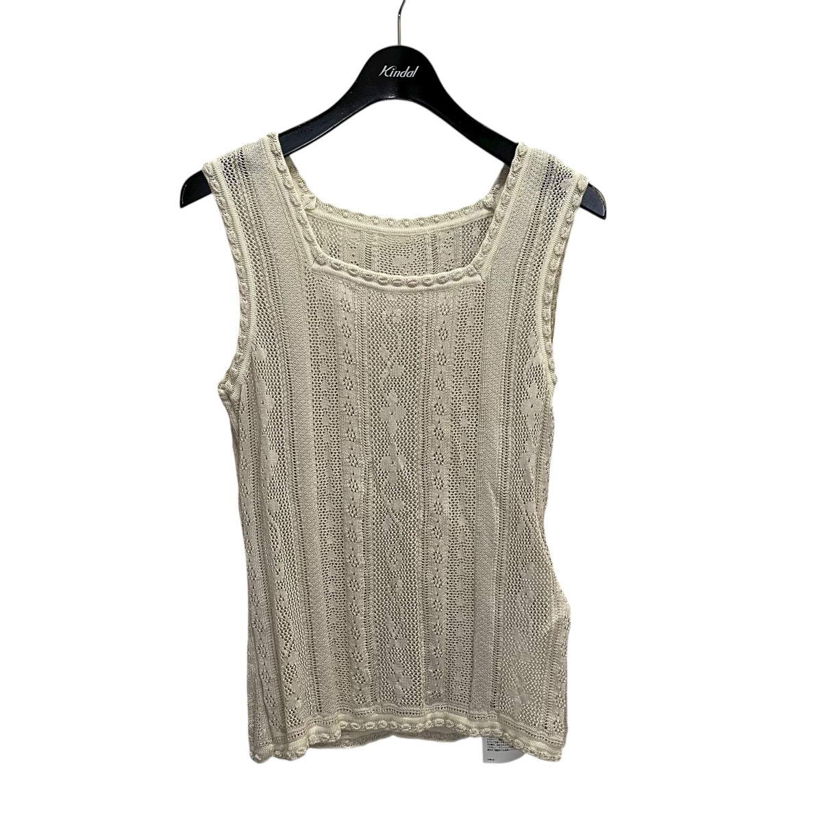 【中古】mame kurogouchi Traditional Curtain Lace Knitted Top  編み物 MM21SS-KN031 ベージュ 大きさ：3 【110626】（マメクロゴウチ）