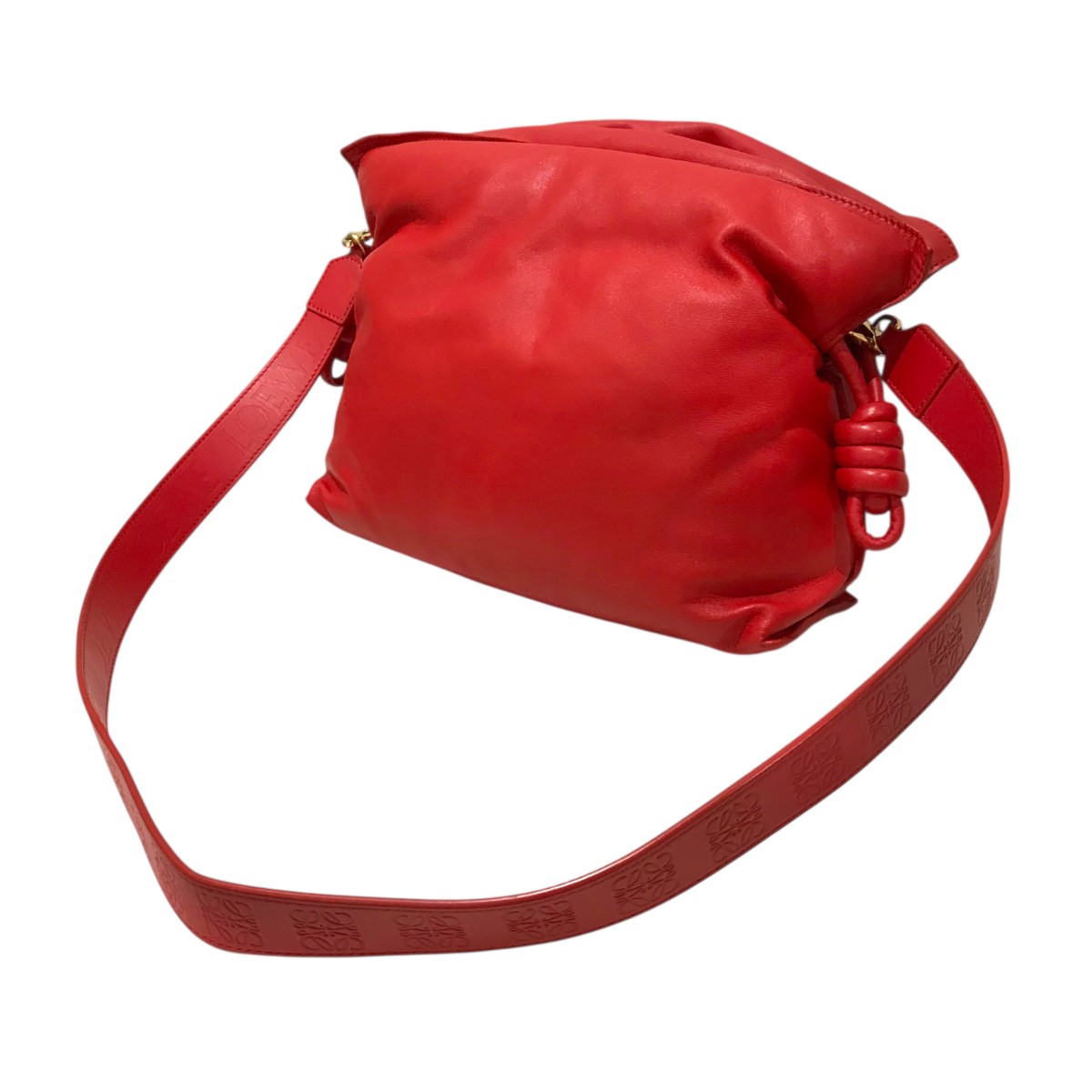 【中古】LOEWE フラメンコクラッチパファーショルダーバッグ 202234 赤いこと 【261125】（ロエベ）