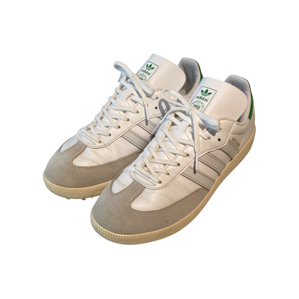 【中古】\u003cBR\u003eadidas\u003cBR\u003eKITH Samba Golf Classic White スニーカー IG5711 象牙色×緑であること 大きさ：26.5\u003cBR\u003e【通貨価値思いなおす】