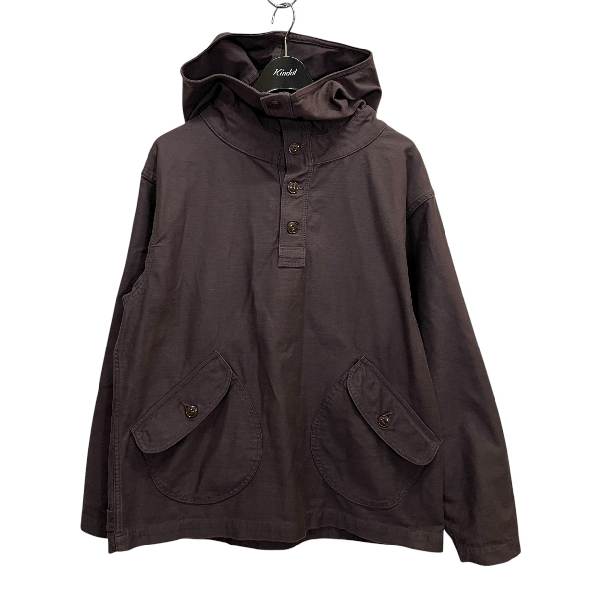 【中古】BLACK SIGN SATIN HOODED DECK SHIRT アノラックパーカー ブラウン サイズ:40 【220426】(ブラックサイン)|ブランド古着のカインドオル