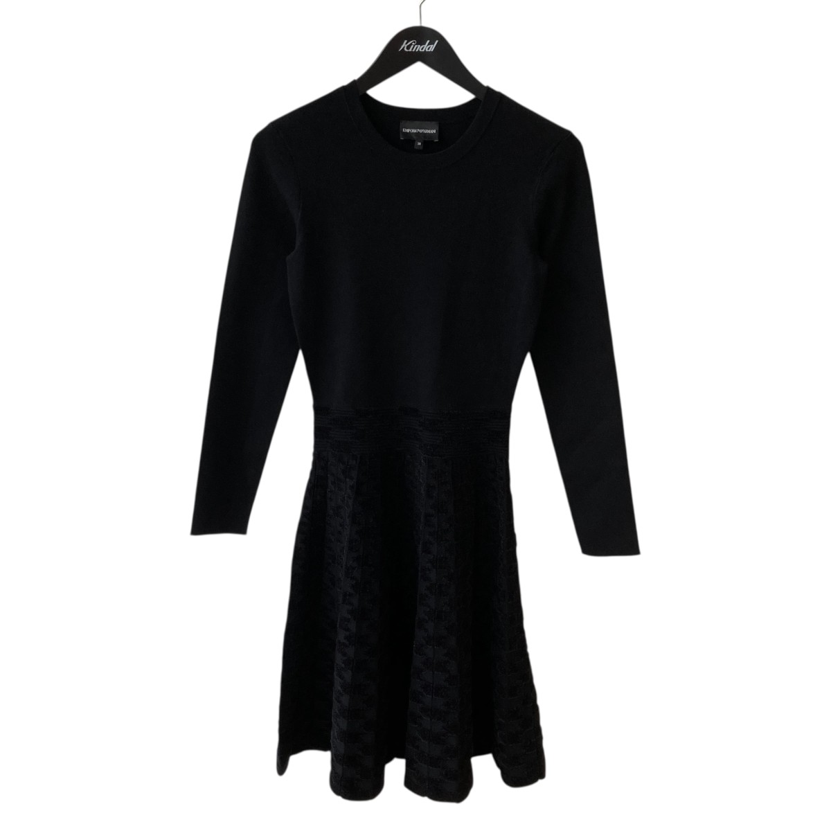 【中古】 EMPORIO ARMANI ジャガード ワンピース ブラック サイズ：38 【価格見直し】
