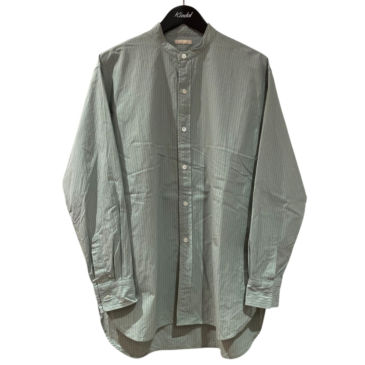 【中古】 ULTERIOR OPLIN STRIPE OVERLAID B C SHIRT バンドカラーシャツ ULSH34-GA120 ライトグリーン サイズ：3 【価格見直し】
