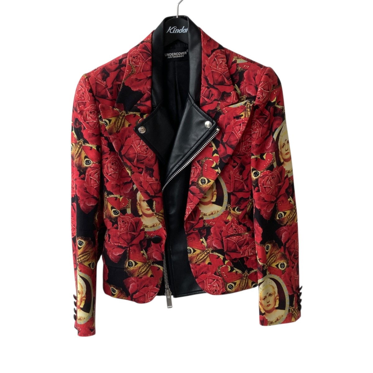 【中古】 UNDERCOVER　 21AW ROSE＆WE レザージャケット UC2A1103-1 レッド サイズ：1 【291125】（アンダーカバー）