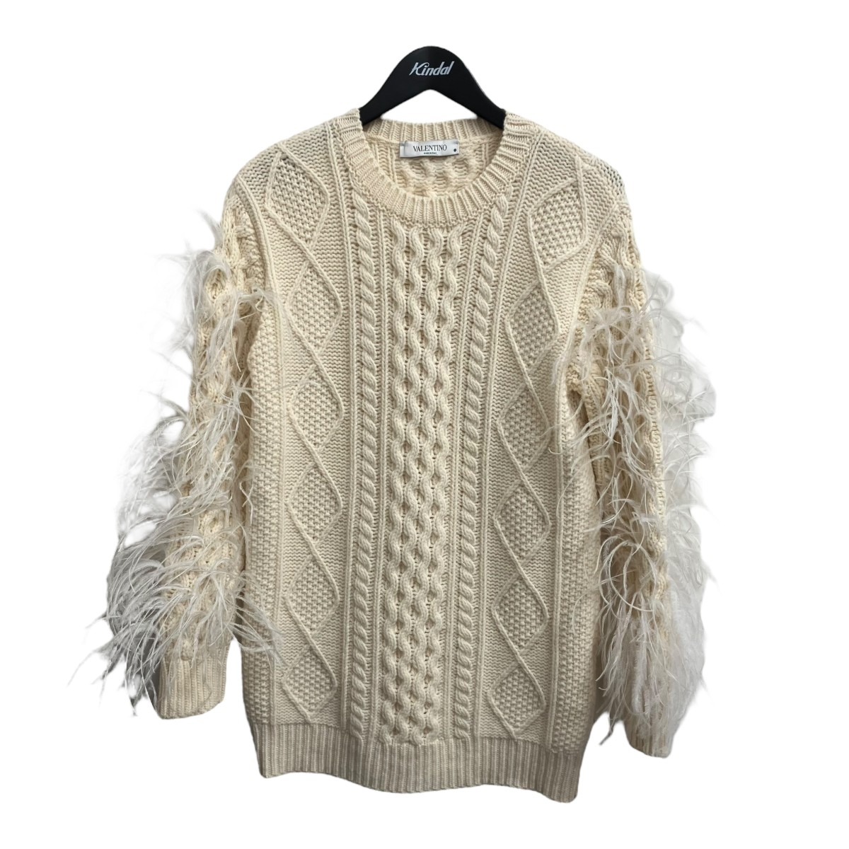 【中古】<br>VALENTINO<br>フェザーケーブルニット QB2KC30V43T ベージュ サイズ：XS<br>【価格見直し】