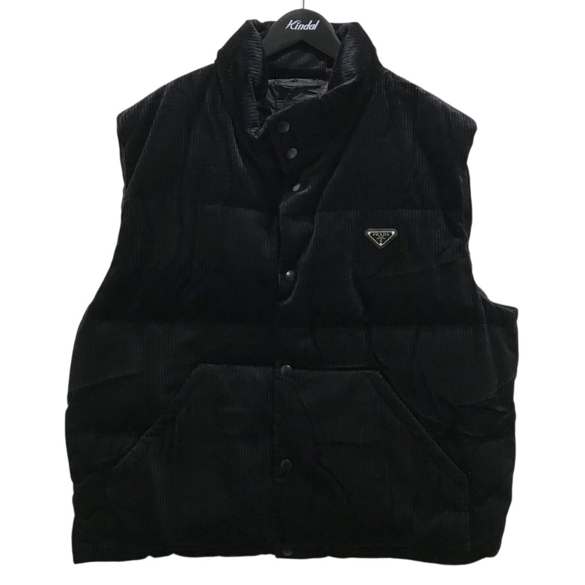 【中古】 PRADA 三角プレートコーデュロイベスト SGC693 ブラック サイズ：XXL 【価格見直し】