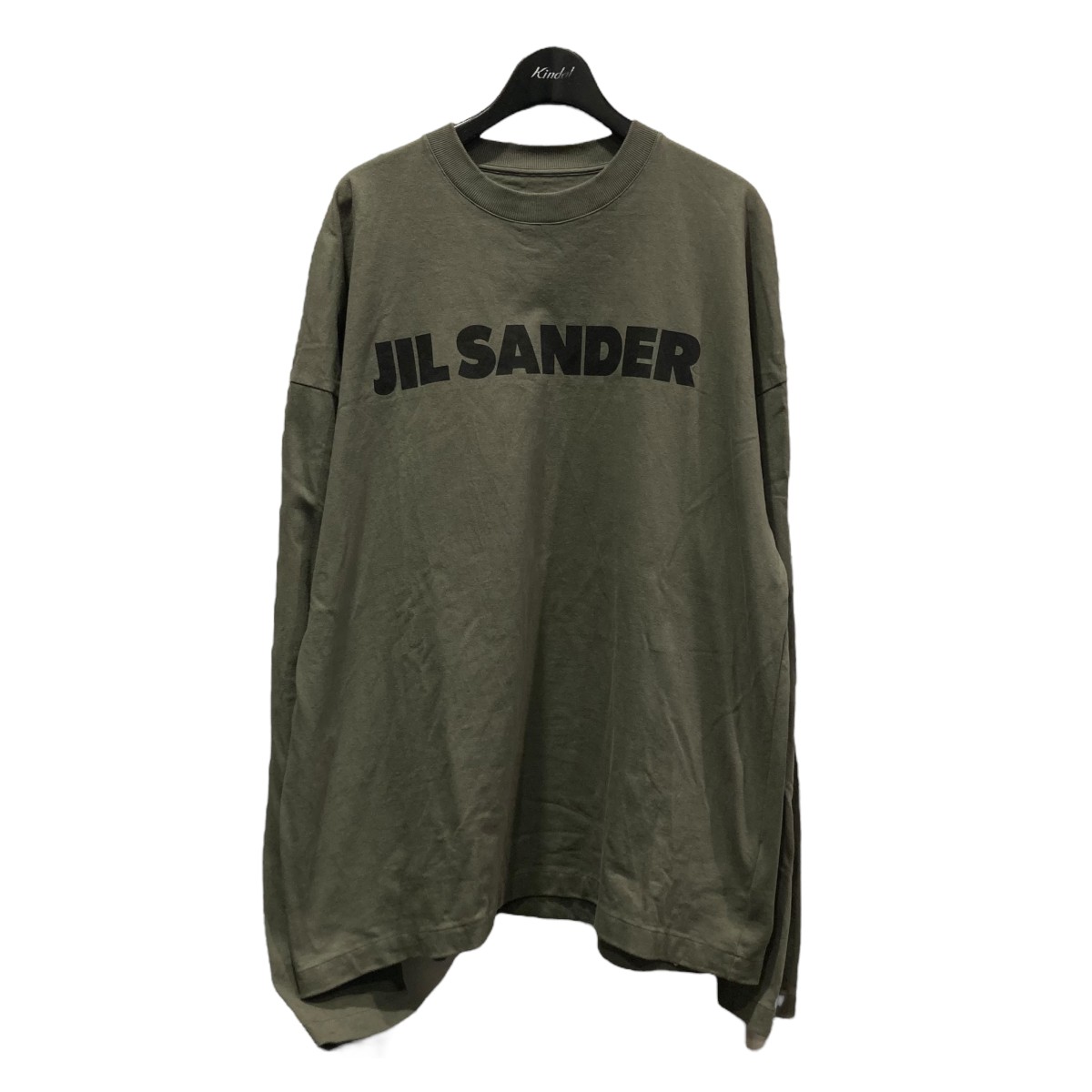 【中古】 JIL SANDER ロゴプリント長袖Tシャツ J22GC0136 オリーブ サイズ：L 【価格見直し】