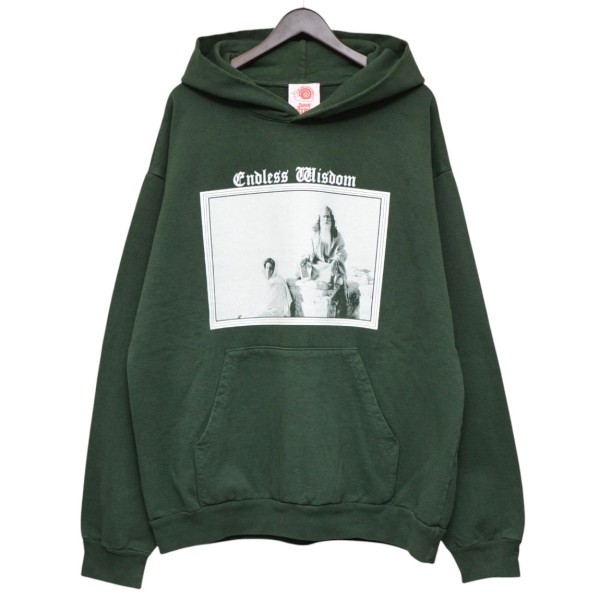 【中古】 Online Ceramics Endless Wisdom Hoodie　プリントプルオーバーパーカー　スウェット グリーン サイズ：XL 【価格見直し】
