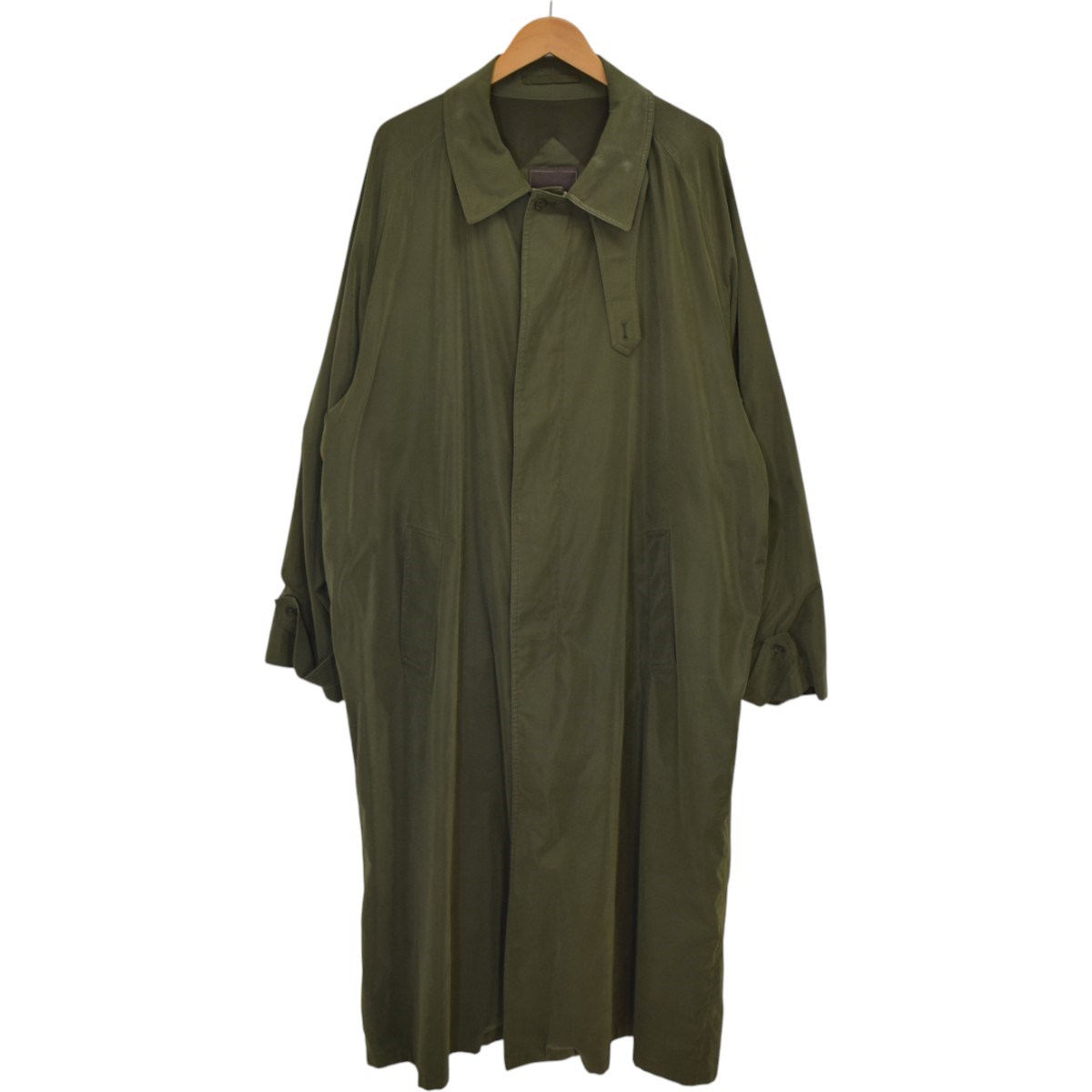 【中古】 Paul Stuart　 1枚袖バルマカーンコート Belsetaマイクロファイバー生地 イタリア製 80Sヴィンテージ オリーブ サイズ：46 【011225】（ポール スチュアート）