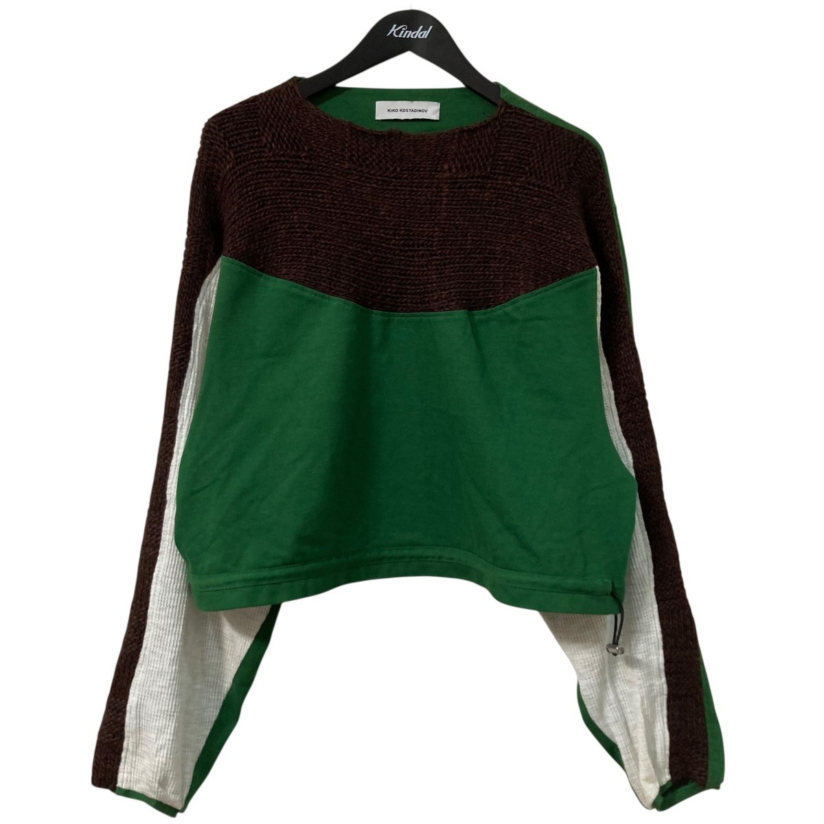 【中古】Kiko Kostadinov 23AW SOLON KNIT HYBRID LS TOP 異原料品汗水 7883240232 緑であること 大きさ：44 【070426】（キココスタディノフ）