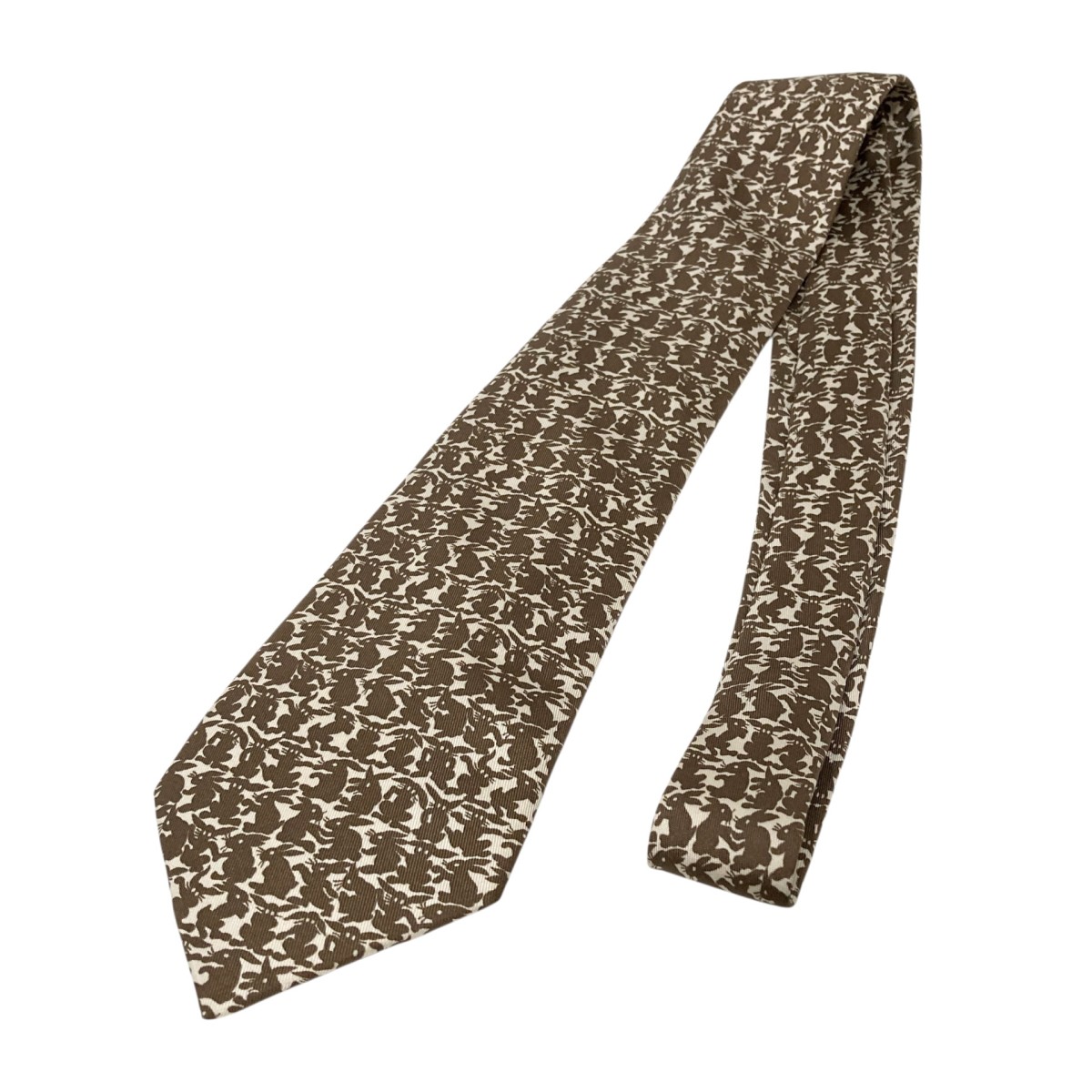 HERMES エルメス 未使用 タグ付き ネクタイ H柄 うさぎ 総柄 定番 HERMES - 未使用同様◇エルメス 総柄 ネクタイ ニワトリ うさぎ 卵