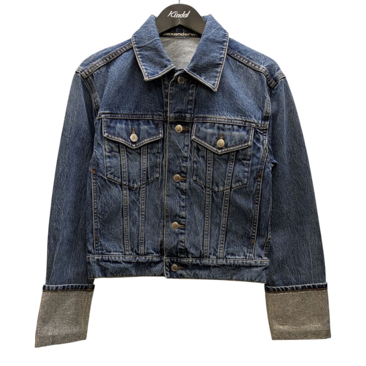 【中古】 ALEXANDER WANG　 袖ラインストーンデニムジャケット インディゴ サイズ：XXS 【031225】（アレキサンダーワン）