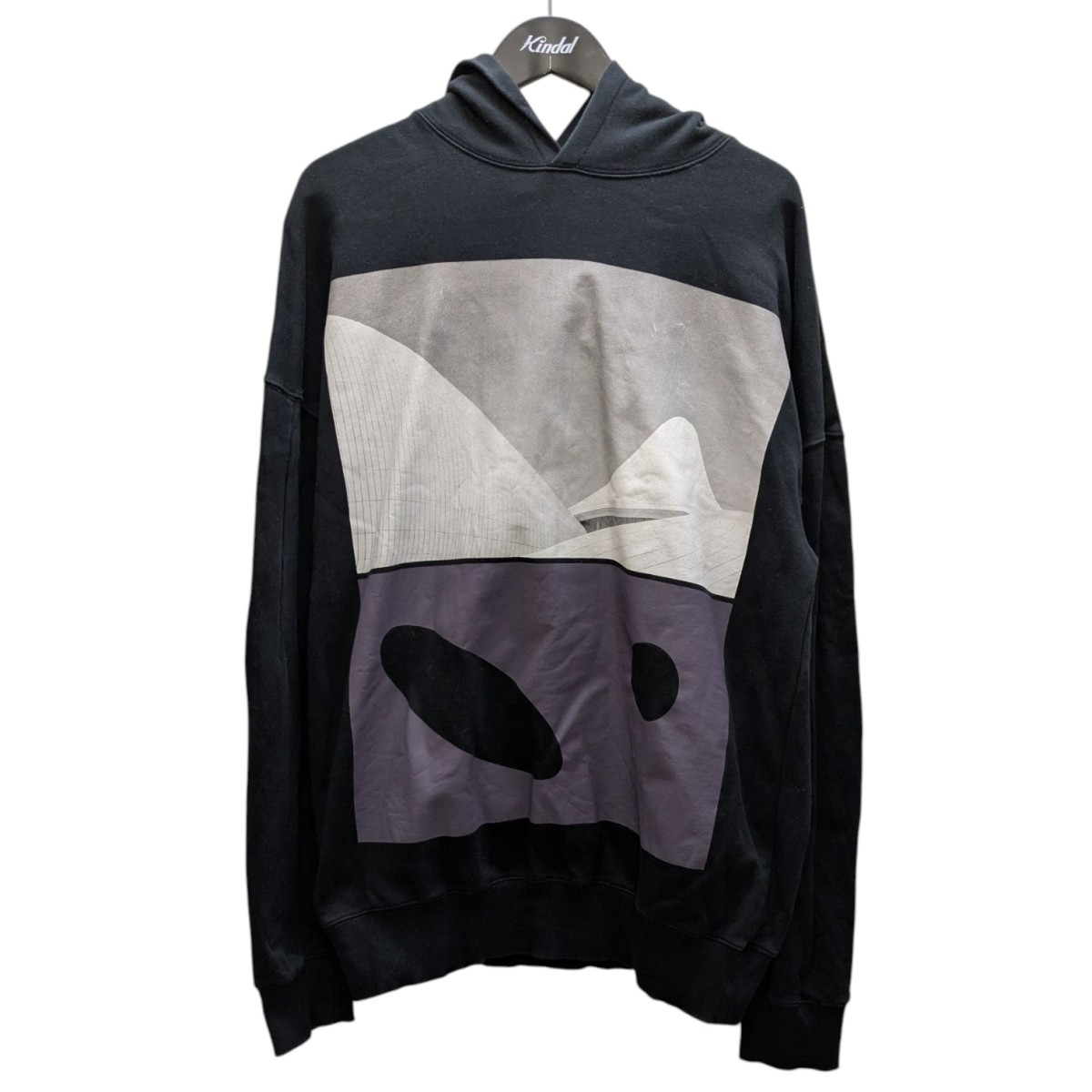 【中古】 A-COLD-WALL プリントフーディー ブラック サイズ:M 【価格見直し】