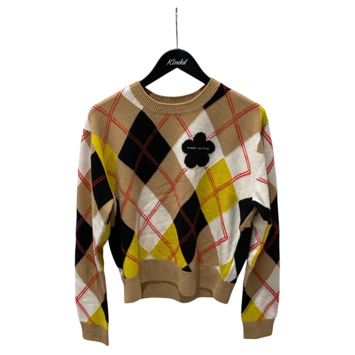 【中古】 MARC JACOBS 25AW プレッピー デイジー アーガイル クルーネックニット 2F5RTP013K12 ベージュ サイズ：L 【価格見直し】
