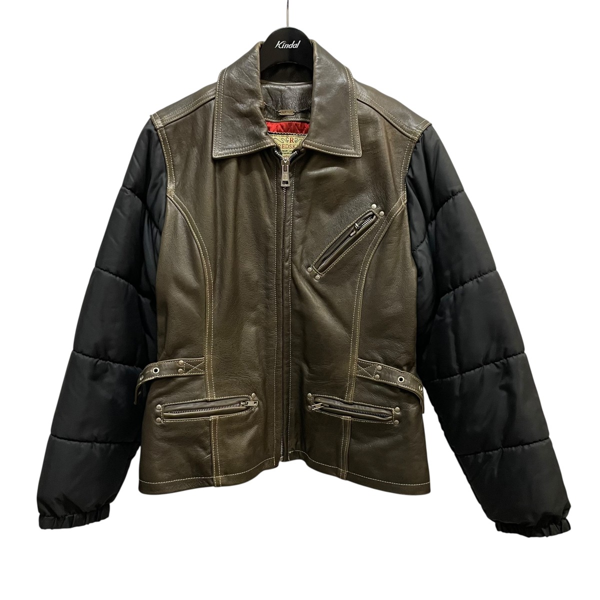 【中古】 RED SKINS レザー切替ジャケット ブラック×ブラウン サイズ：XL 【価格見直し】