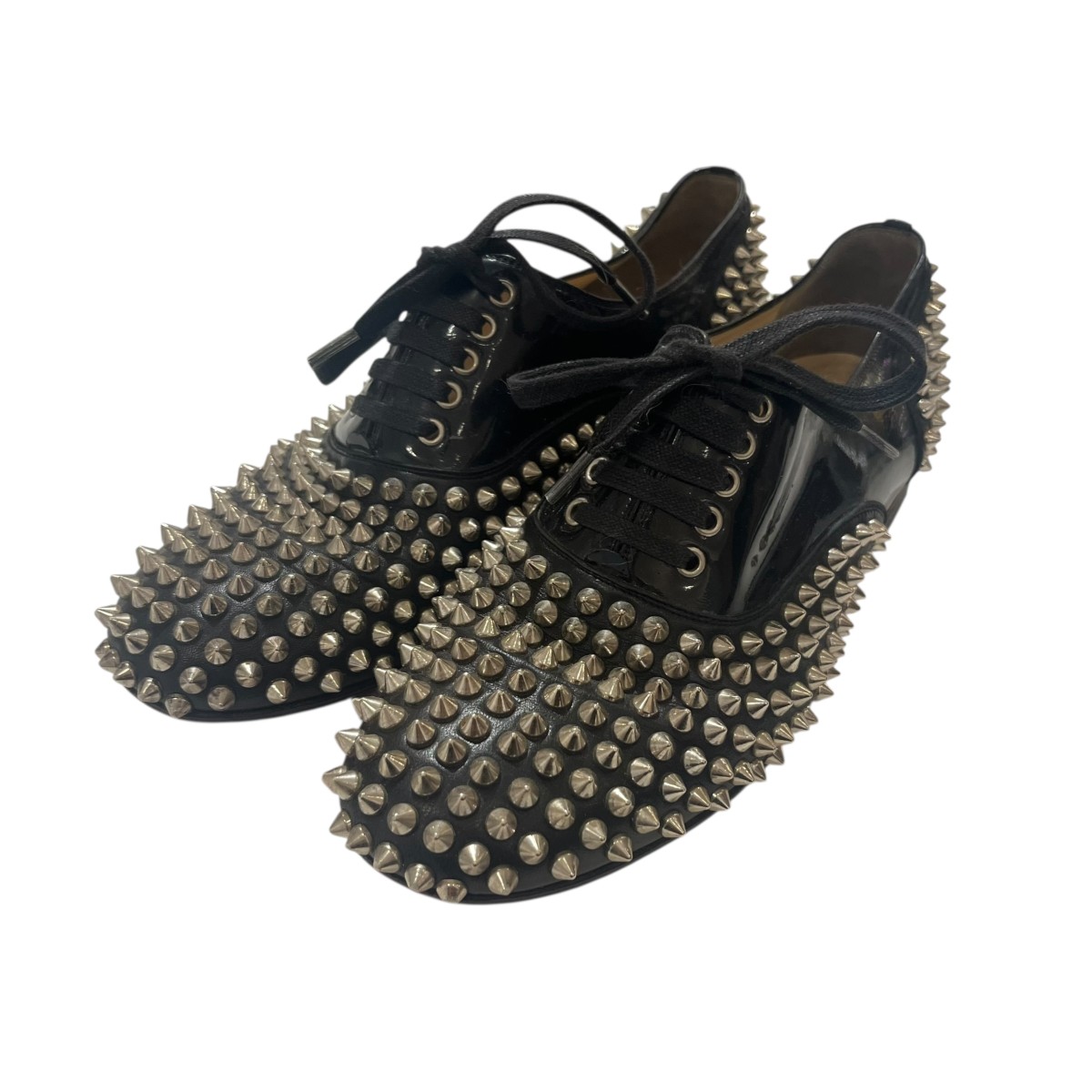 【中古】 Christian Louboutin スタッズシューズ ブラック サイズ:38 1/2 【041225】(クリスチャンルブタン)