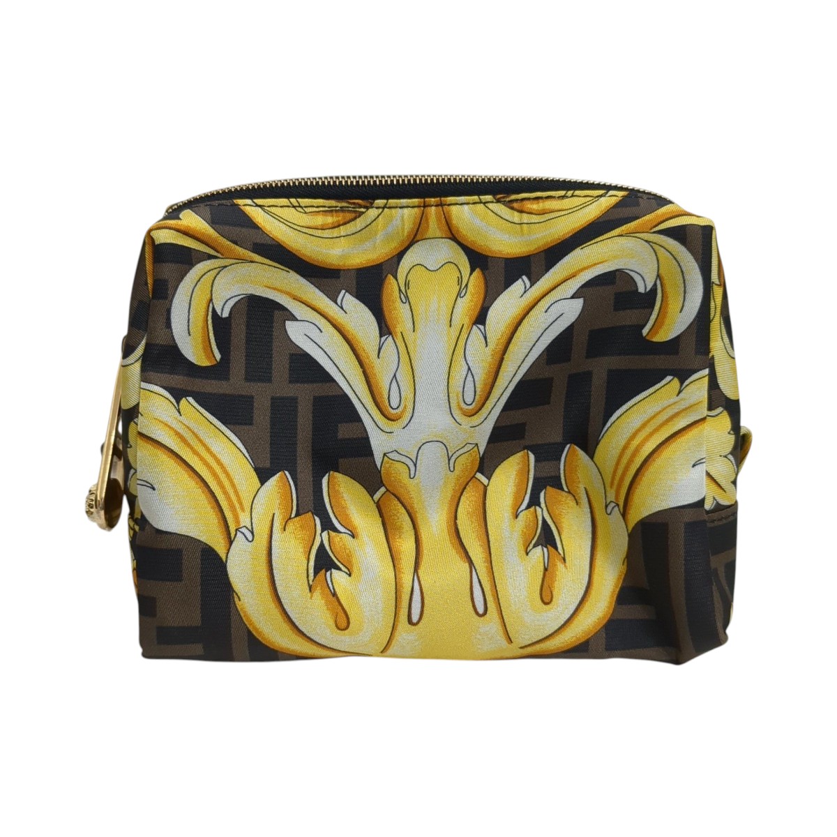 【中古】 FENDI×VERSACE　 FENDACE ポーチ イエロー×ブラック 【051225】（フェンディ×ヴェルサーチ）