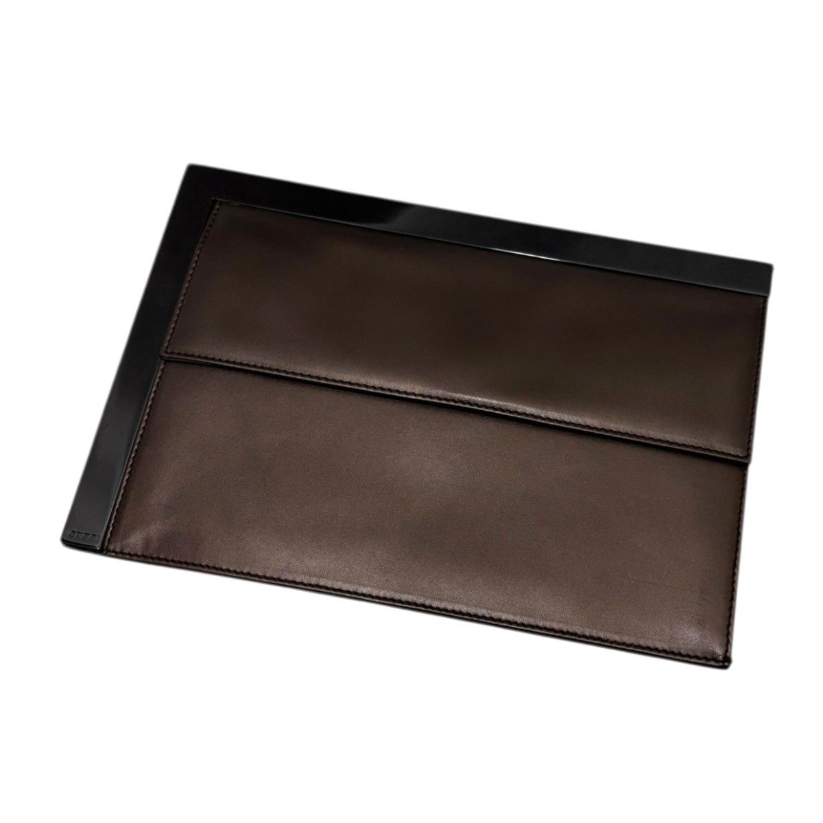 【中古】GUCCI レザーxメタルミニクラッチケース ブロンズ 【051225】(グッチ)|ブランド古着のカインドオル