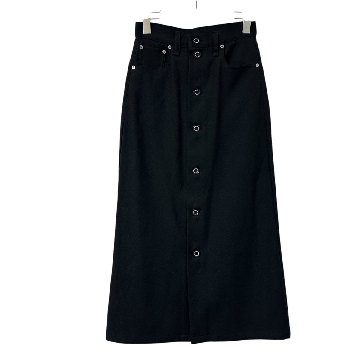 【中古】 DAIRIKU 22AW Long Polyester Skirt フロントボタンロングスカート 22AW P-8 ブラック サイズ：25 【価格見直し】