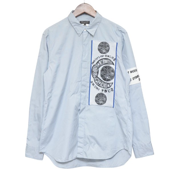 【中古】 COMME des GARCONS HOMME PLUS 2008AW Time for Magic　グラフィックシャツ　PB-B006 ライトブルー サイズ：S 【価格見直し】