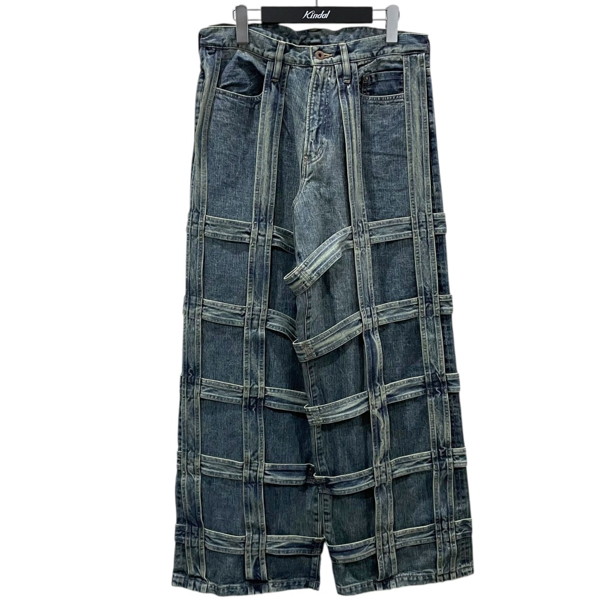 【中古】 SUGARHILL 24AW 格子装飾デニムパンツ Caged Denim Pants ケージドデニムパンツ 2411300402 インディゴ サイズ：34 【価格見直し】