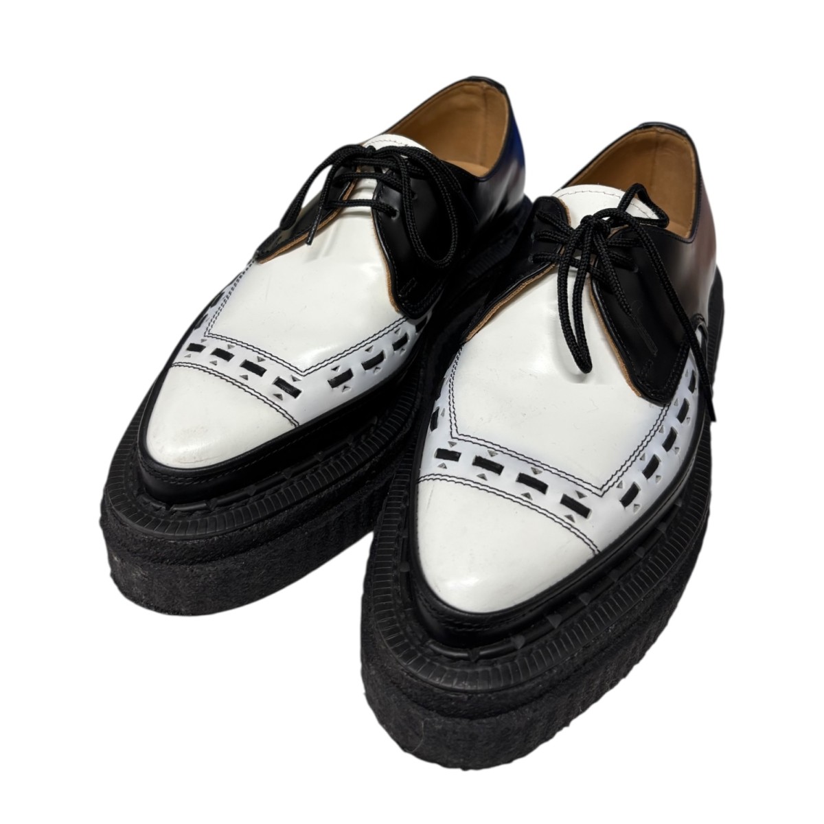 【中古】 GEORGE COX×sacai レザーシューズ 15412VIIC ブラック×ホワイト サイズ：3(約23.0cm) 【価格見直し】