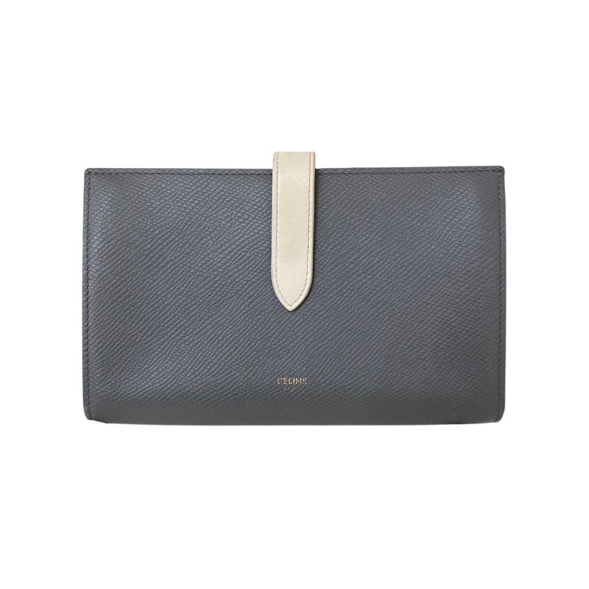 【中古】 CELINE　 ラージストラップウォレット 10B633BRU グレー×ホワイト 【071225】（セリーヌ）