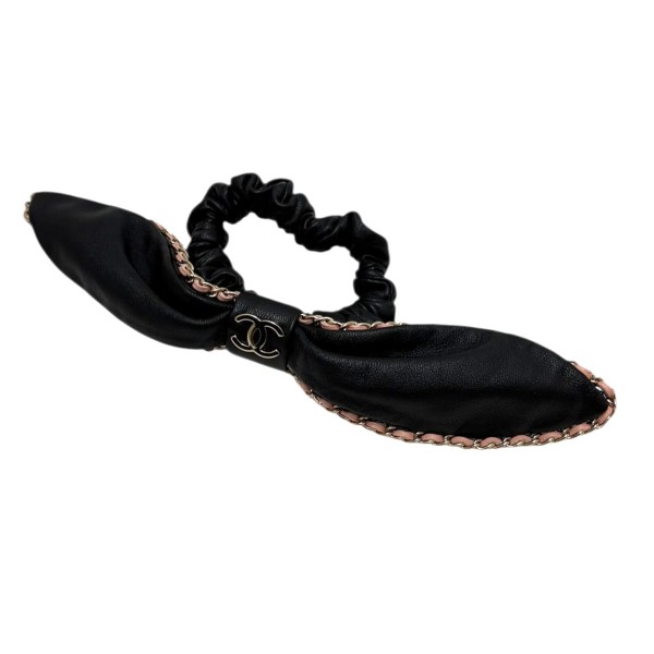 【中古】 CHANEL　 レザーリボンシュシュ ブラック 【071225】（シャネル）