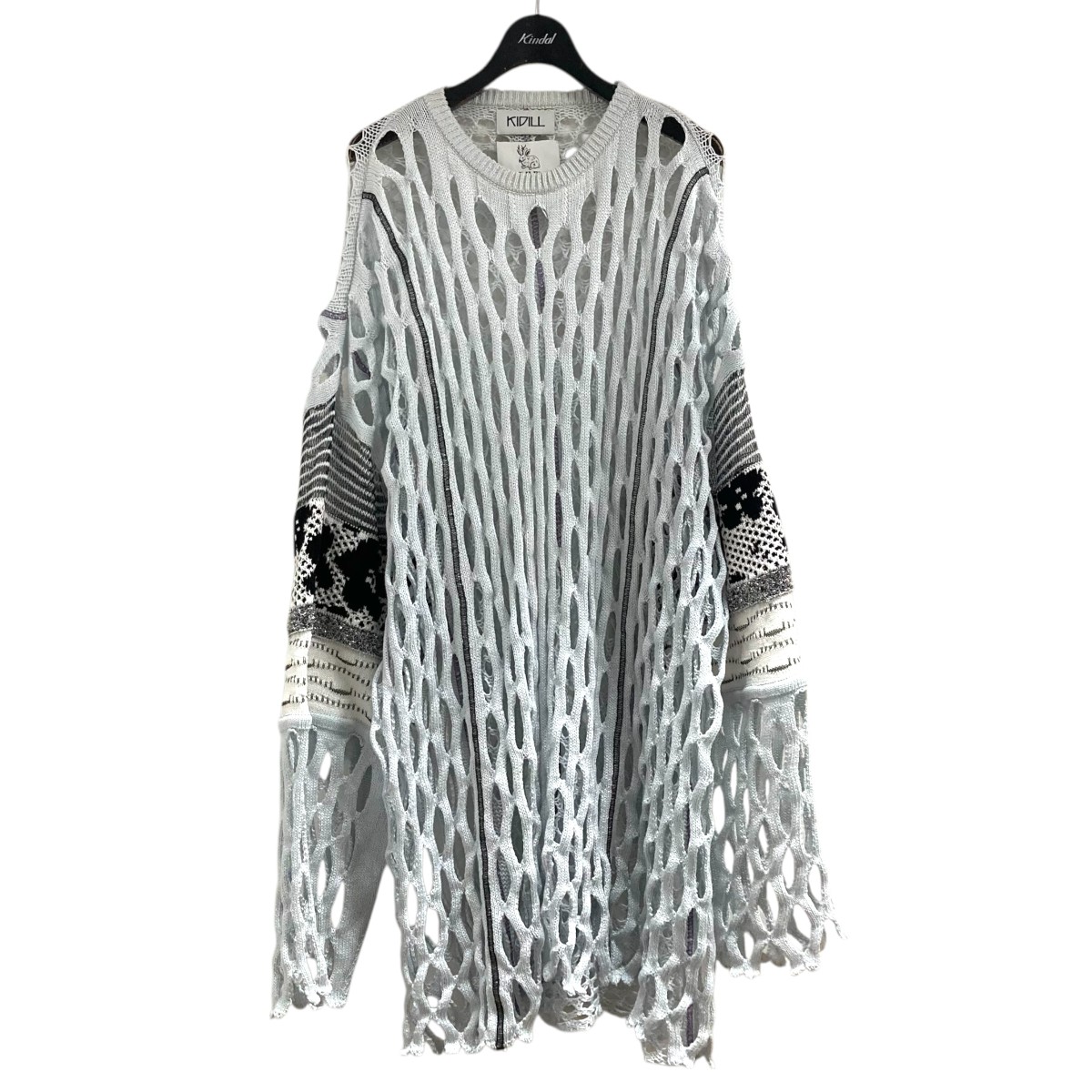 【中古】\u003cBR\u003eKIDILL×rurumu\u003cBR\u003eオーバーサイズメッシュニット KL587 Oversized Mesh Knit Pullover 青味×黒いこと 大きさ：F\u003cBR\u003e【必要経費思いなおす】