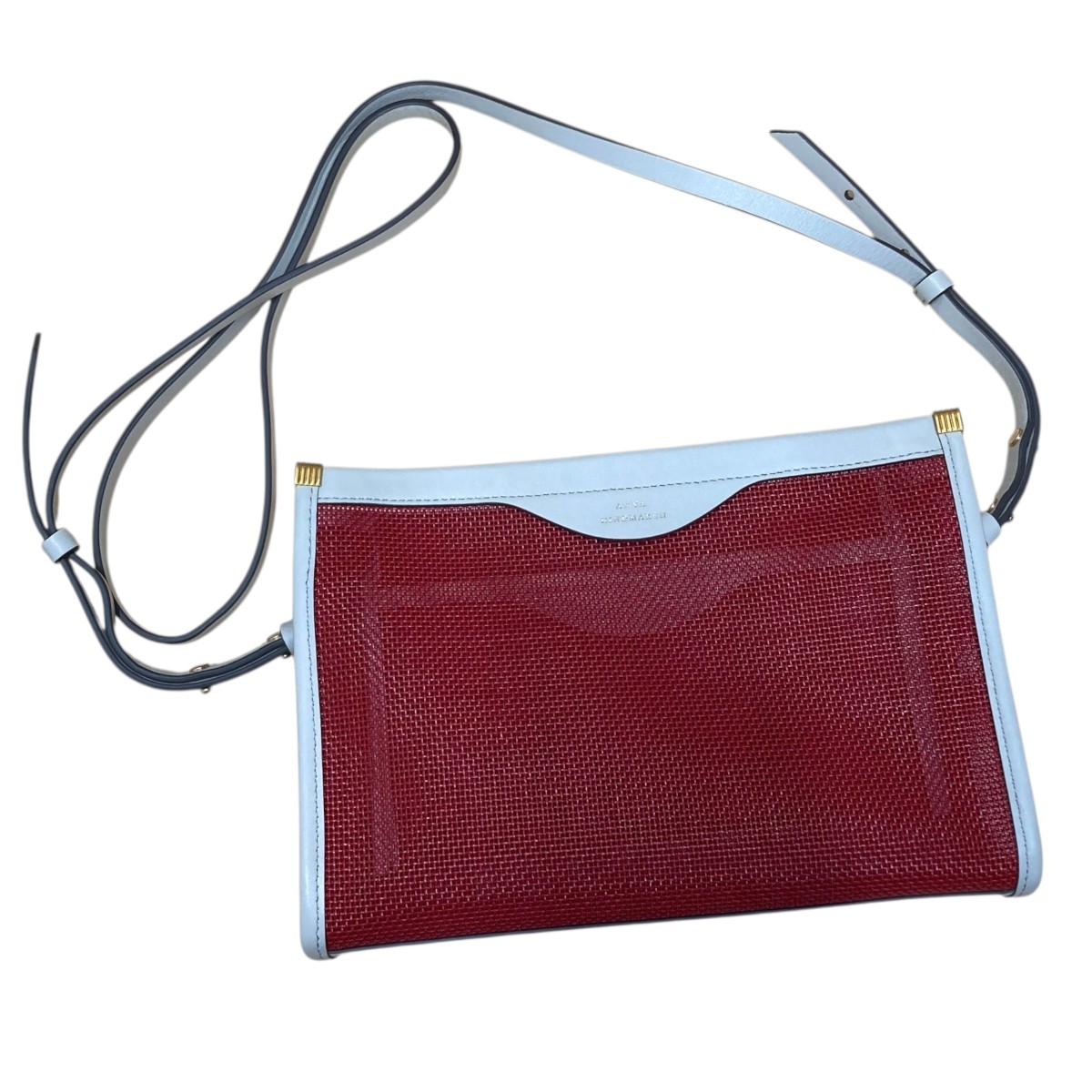 【中古】 ANYA HINDMARCH メッシュショルダーバッグ レッド×ホワイト 【価格見直し】 16,089円